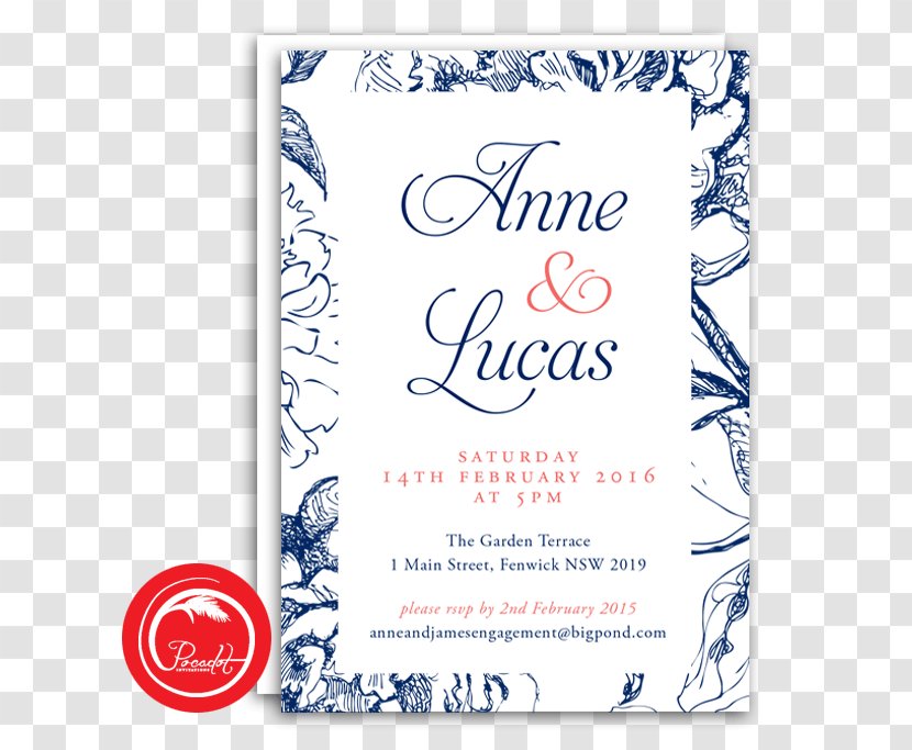 Wedding Invitation Engagement Party - Save The Date - Blue Flowers INVITATION Transparent PNG