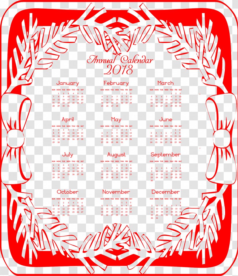 Red Christmas 2018 Calendar. - Point - Zazzle Transparent PNG