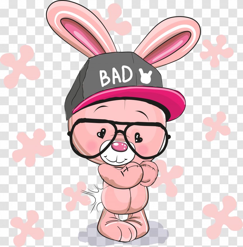 Cartoon Rabbit Illustration - Eyewear - Cute Animals Vector Material Transparent PNG