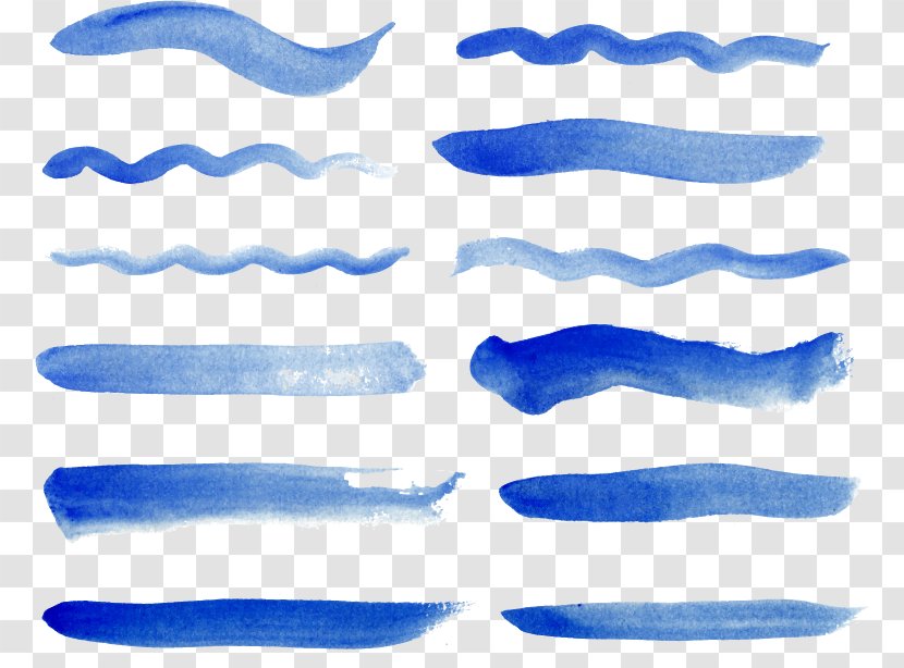 Line Blue Watercolor Painting - Color - Pen Water Transparent PNG