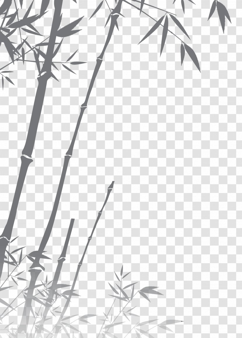 Black And White Bamboo Silhouette - Symmetry Transparent PNG