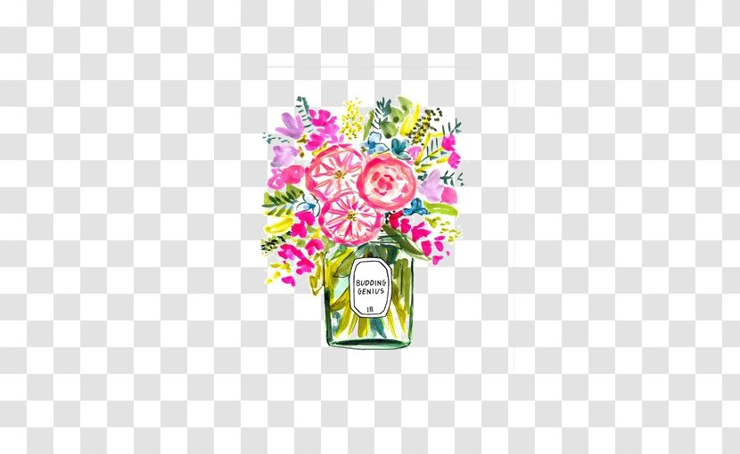 Floral Design Art Watercolor Painting Illustration - Text - Bouquet Of Flowers Transparent PNG
