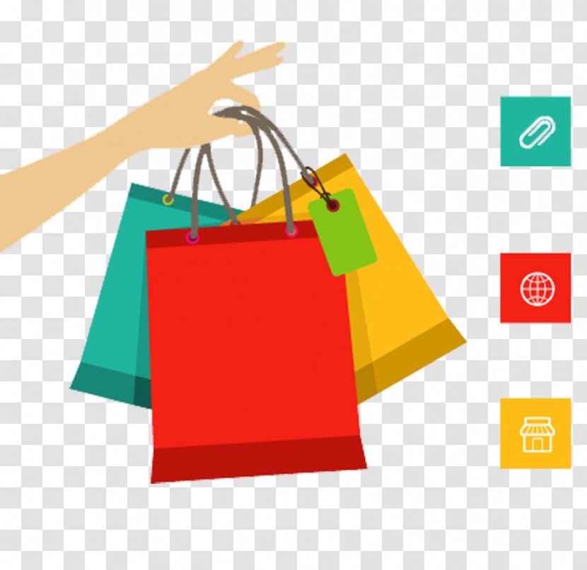 Online Shopping E-commerce Cart Bag - Brand - Colored Bags Transparent PNG