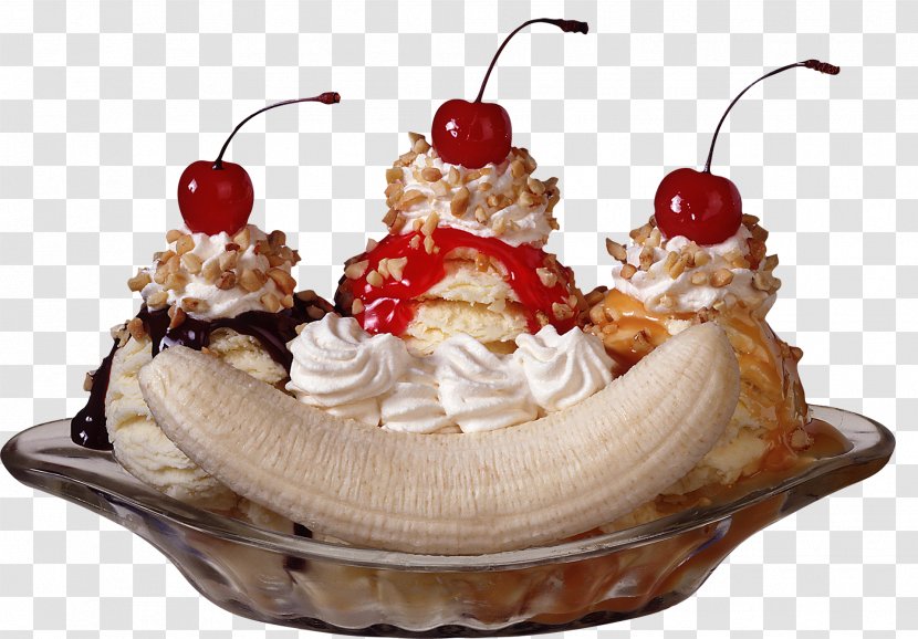 Banana Split Sundae Ice Cream Milkshake Boat Transparent PNG