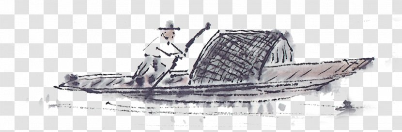 Watercraft Download Fishing Vessel Rowing - Chinese Wind Hand Painted Fisherman Ink Painting Transparent PNG