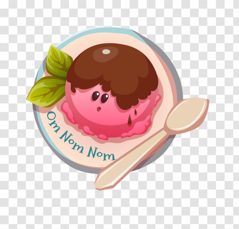 Ice Cream Waffle Illustration - Chocolate - Strawberry Ball Transparent PNG
