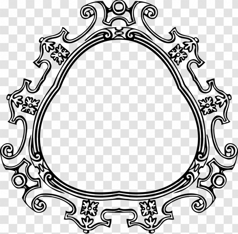 Picture Frames Black And White Drawing Clip Art - Monochrome - Round Frame Transparent PNG
