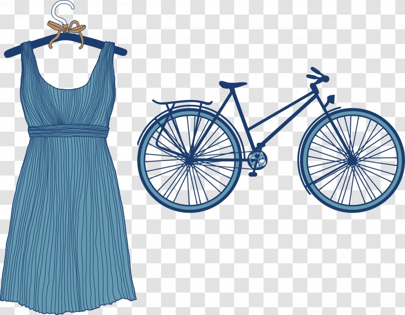 Mountain Bike Giant Bicycles Electric Bicycle Shimano - Vector Cartoon Painted Blue Dress Transparent PNG