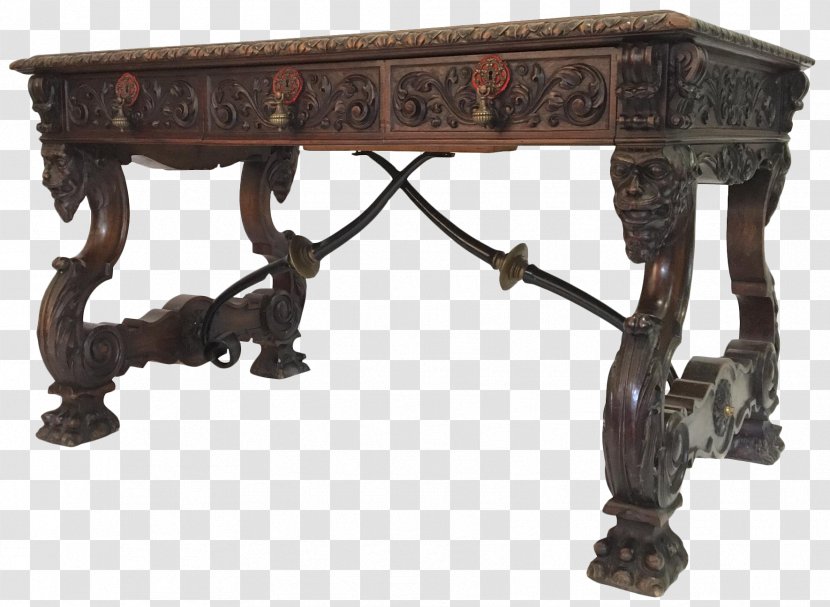 Table Writing Desk Wood Carving - Renaissance Revival Architecture - Carved Exquisite Transparent PNG