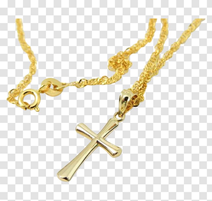 Necklace Cross Rope Chain Gold - Metal Transparent PNG