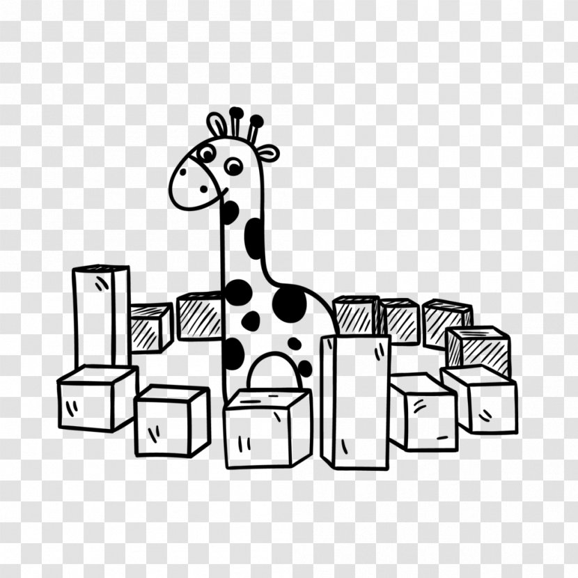 Giraffe Cartoon - Giraffidae - Art Blackandwhite Transparent PNG