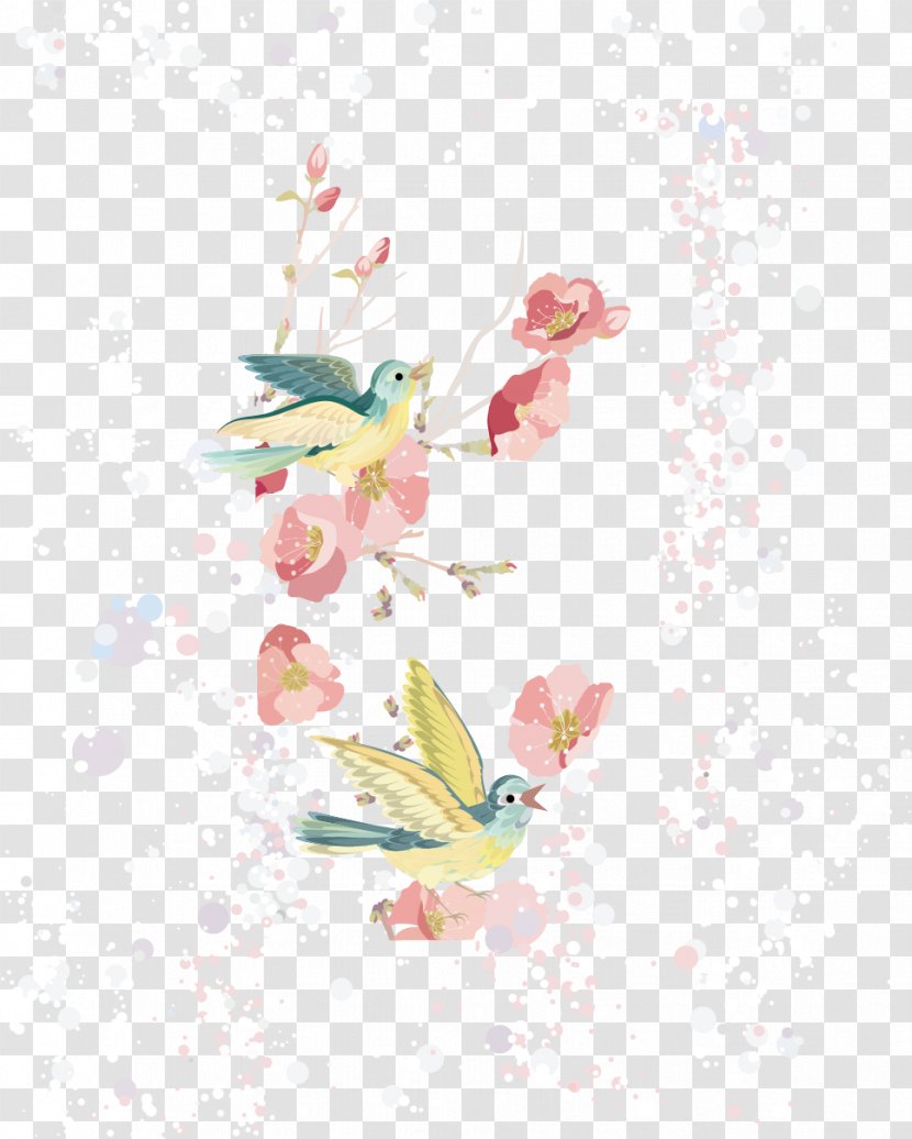 Plum Blossom Snow - Bird - Creative Painting Transparent PNG