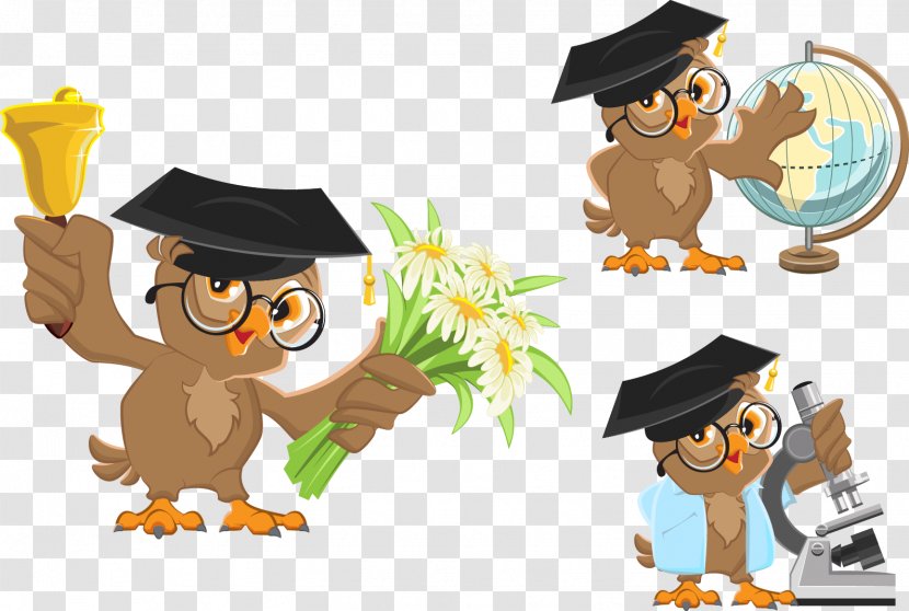 School Bell Clip Art - Thanksgiving - Cartoon Owl Teacher Transparent PNG