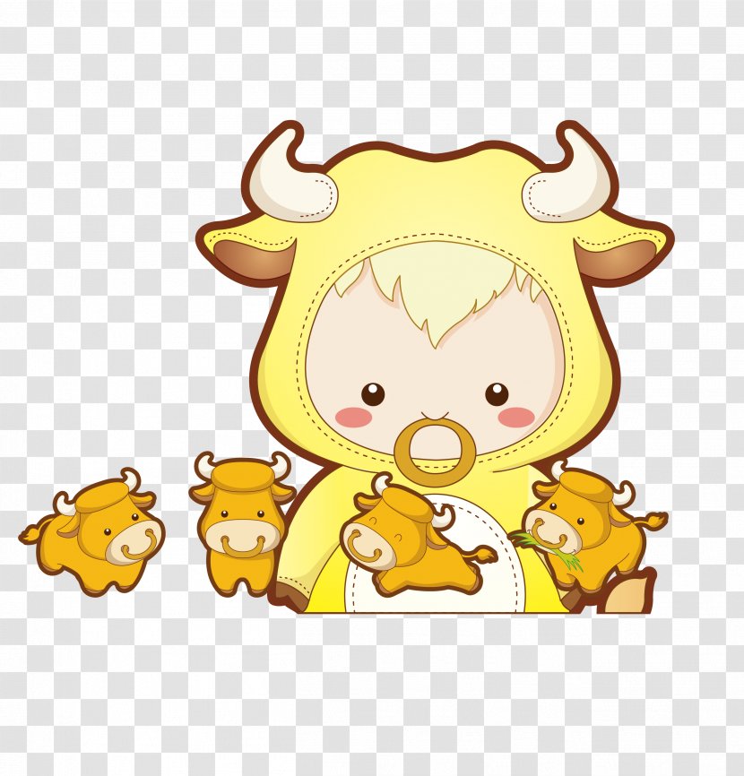 Cattle Chinese Zodiac Ox - Cuteness - Baby Cow Transparent PNG
