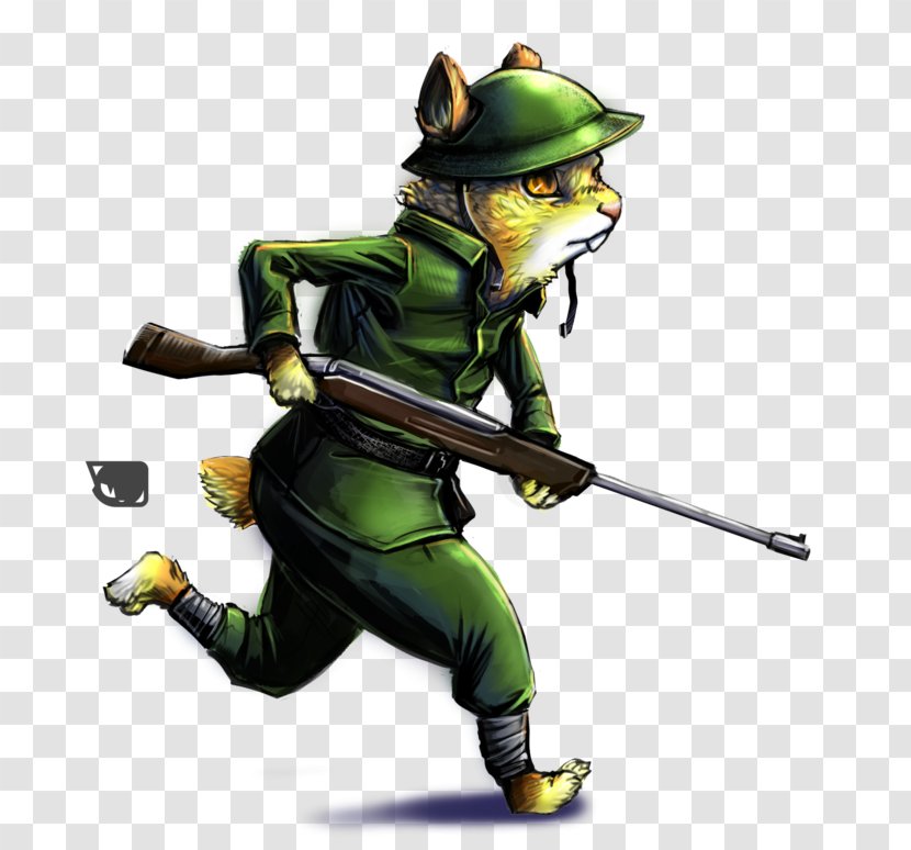 Furry Fandom Soldier Conker The Squirrel Drawing - Art - Soldiers With Guns Transparent PNG