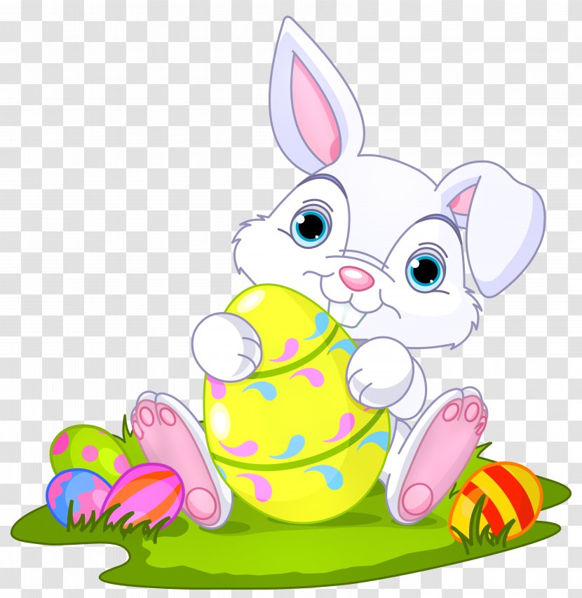 Easter Bunny Domestic Rabbit Clip Art - With Eggs Decor Clipart Picture Transparent PNG