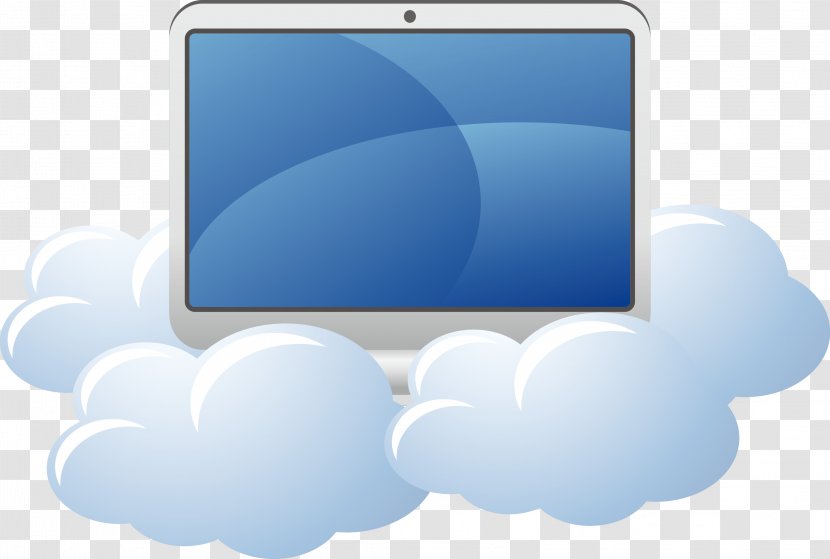 Computer Monitor Blue Sky Wallpaper - Vector Cloud Service Material Transparent PNG