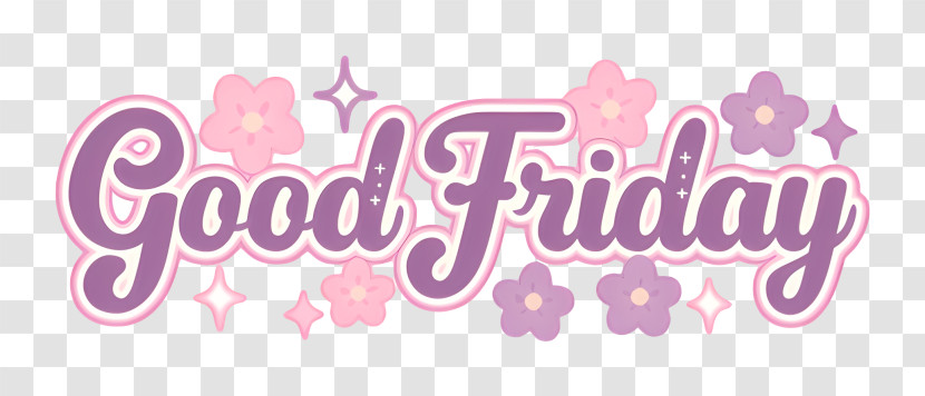 Pink Floral Good Friday Text Transparent PNG