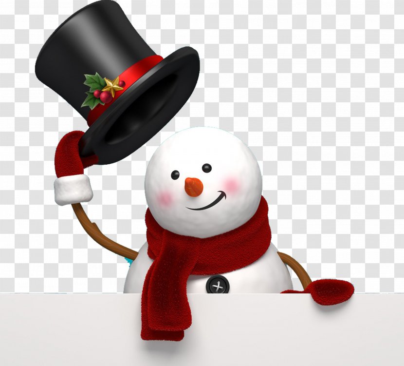 Snowman Christmas Template - Cartoon Wearing Hat And Scarf Transparent PNG