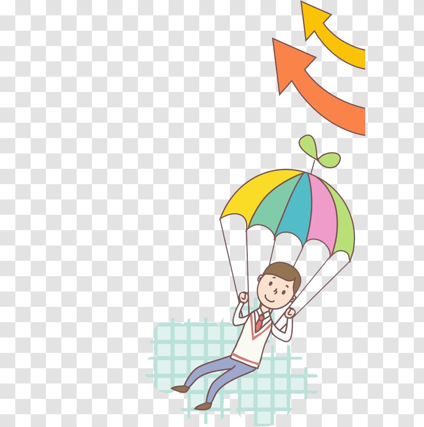 Cartoon Parachute Illustration - Text - Boy Transparent PNG