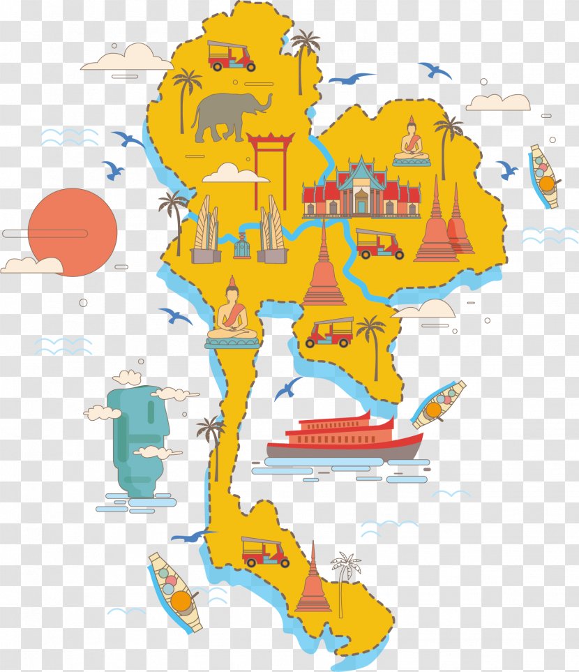 Thailand Vector Map Poster - Sightseeing Transparent PNG