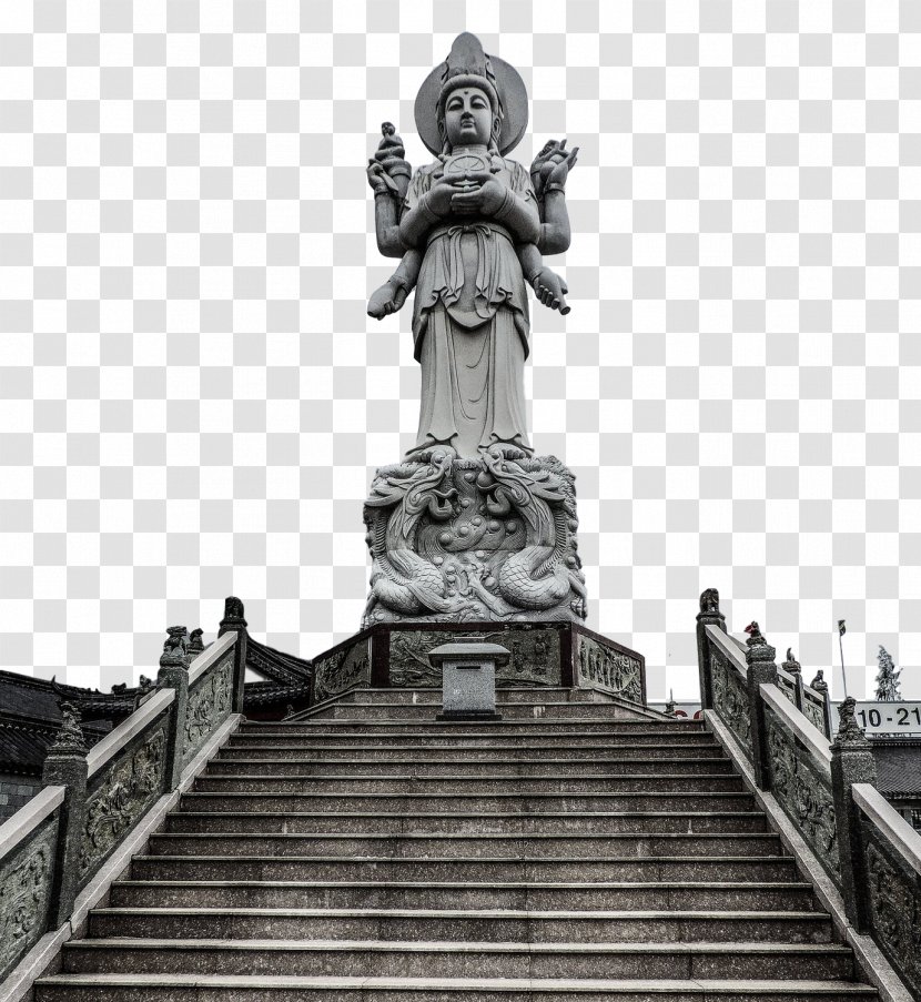 Statue Buddhism Architecture Religion Sculpture - Gautama Buddha - Blackandwhite Transparent PNG