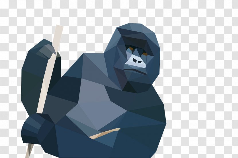 Gorilla Ape Low Poly Clip Art - Simian Transparent PNG
