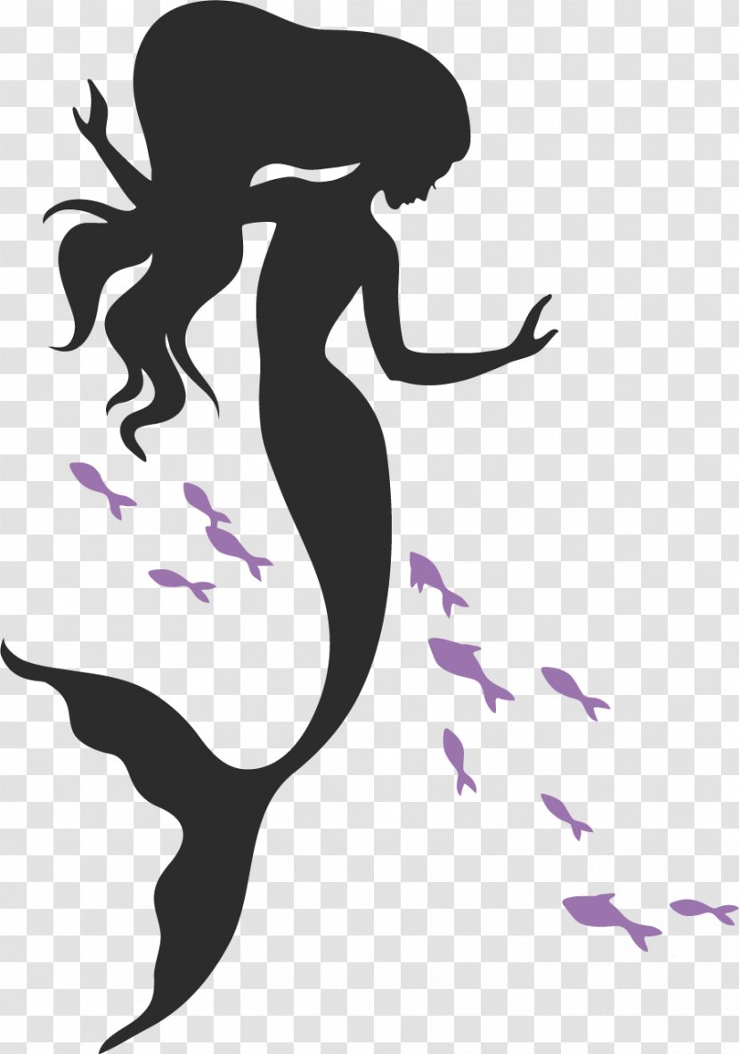 Mermaid Clip Art Silhouette Ariel Illustration - Human Behavior - Long Curls Transparent PNG