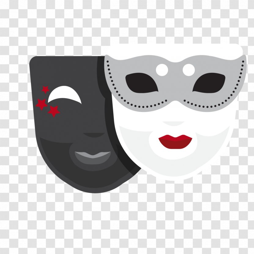 Mask Icon - Face - Vector Cute Black And White Transparent PNG