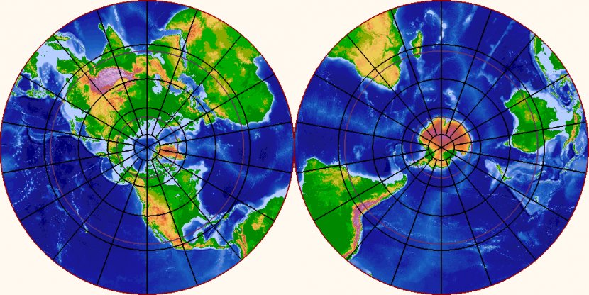 Polar Regions Of Earth North Pole Arctic - Gallpeters Projection - Southern Hemisphere Transparent PNG