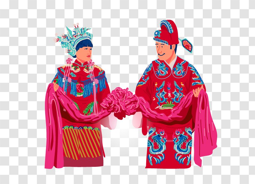 China Chinese Marriage Bridegroom - Echtpaar - Married Bride And Groom Vector Transparent PNG