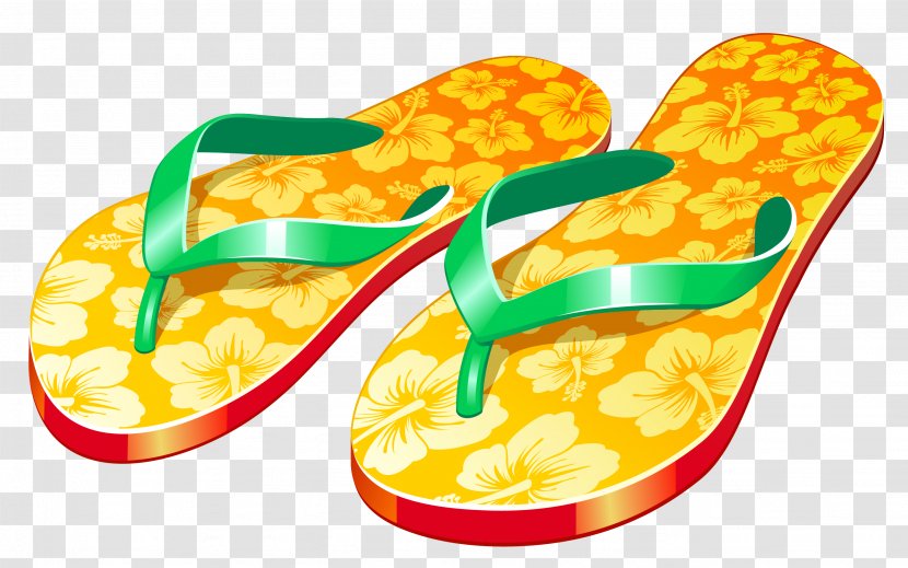 Flip-flops Sandal Slipper Shoe - Clip Art - Transparent Yellow Beach Flip Flops Clipar Transparent PNG