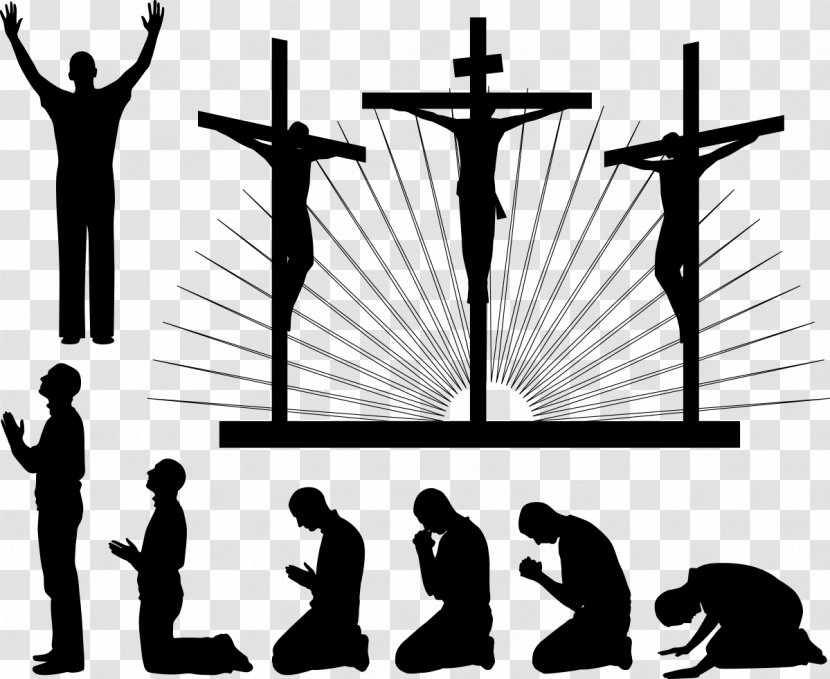 Religion Christian Cross Christianity Prayer - Pose Silhouette Figures Transparent PNG
