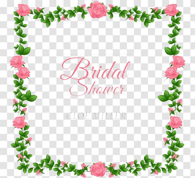 Wedding Invitation Bridal Shower - Area - Rose Border Poster Vector Transparent PNG