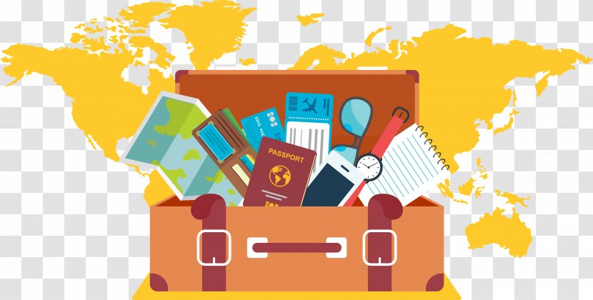 Earth World Map Travel - Information - Goods Stuffed Suitcase Vector Transparent PNG