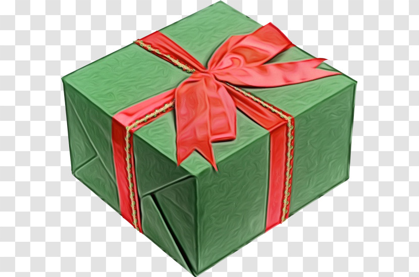 Green Ribbon Present Gift Wrapping Box Transparent PNG