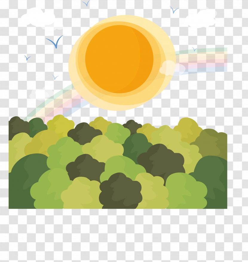 Landscape Euclidean Vector Clip Art - Product Design - Cartoon Sunshine Under The Forest Material Transparent PNG