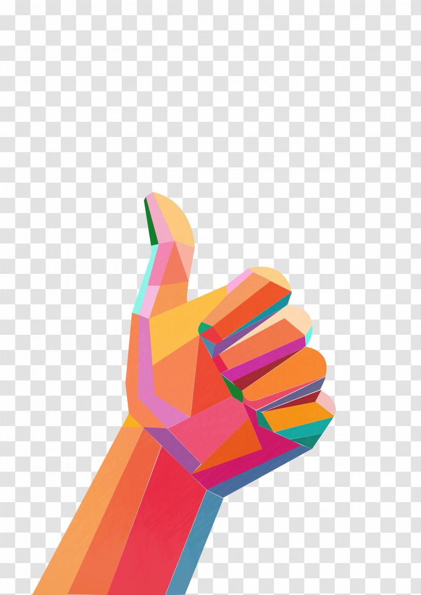 Thumb Gesture Finger - Raster Graphics - Colorful Geometric Transparent PNG