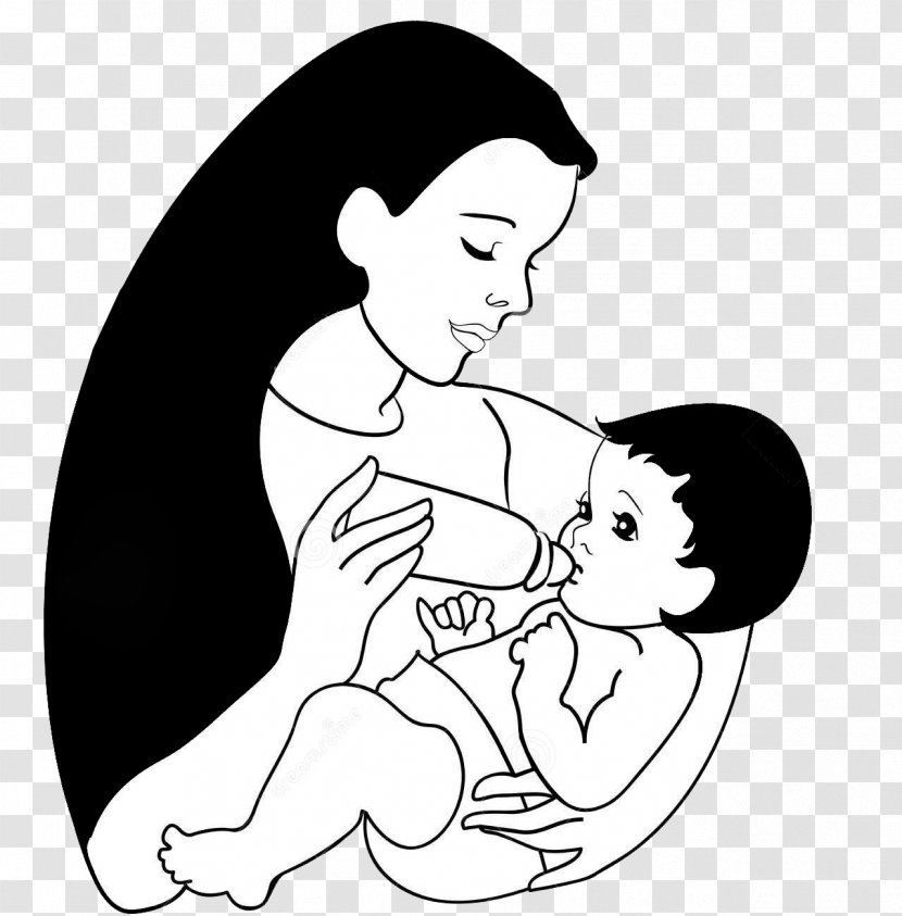 Mother Black And White Clip Art - Tree - Vector Feed The Baby Transparent PNG