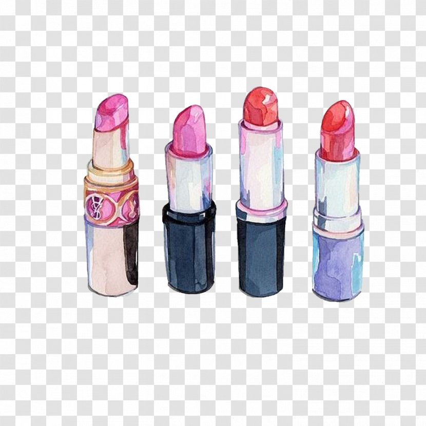 Chanel Lipstick Cosmetics Watercolor Painting Drawing - Mac - Hand Drawn Cosmetics,Lipstick Transparent PNG