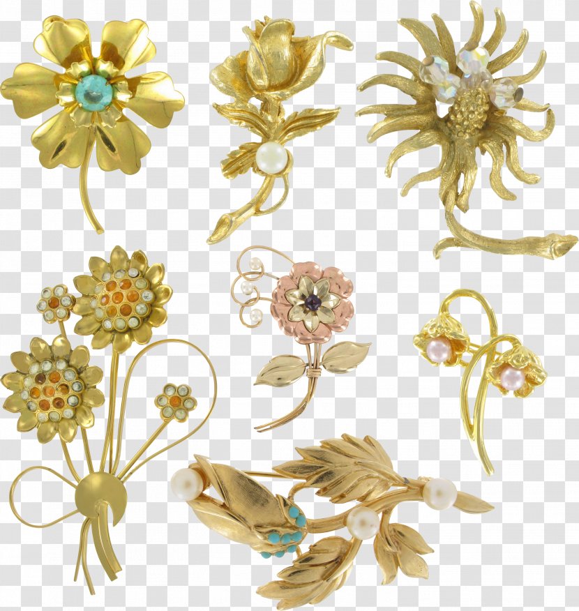 Floral Design Earring Brooch Flower - Petal Transparent PNG