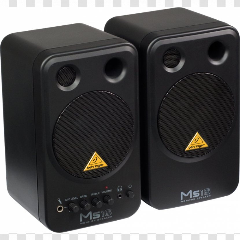 Studio Monitor BEHRINGER MS16 Loudspeaker Recording Powered Speakers - Sound - Amplifier Bass Volume Transparent PNG