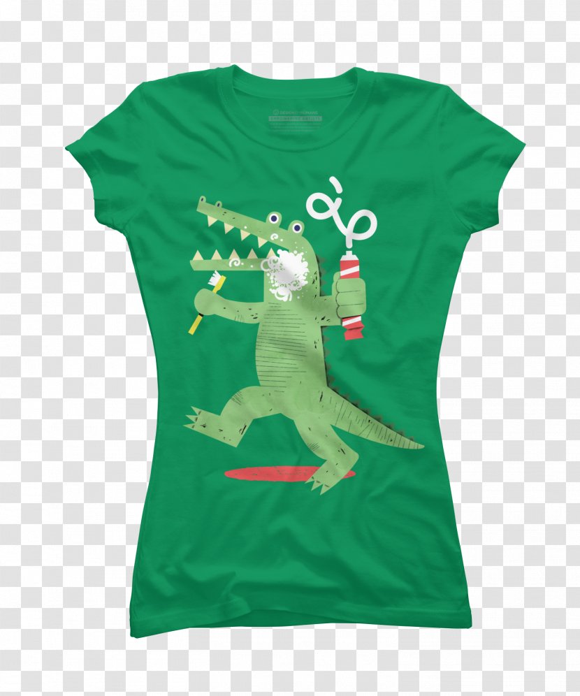 T-shirt Hoodie Neckline Sweater - Green Crocodile Transparent PNG