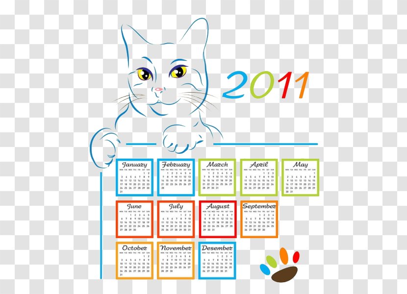 Cat Calendar Illustration - Cartoon Transparent PNG