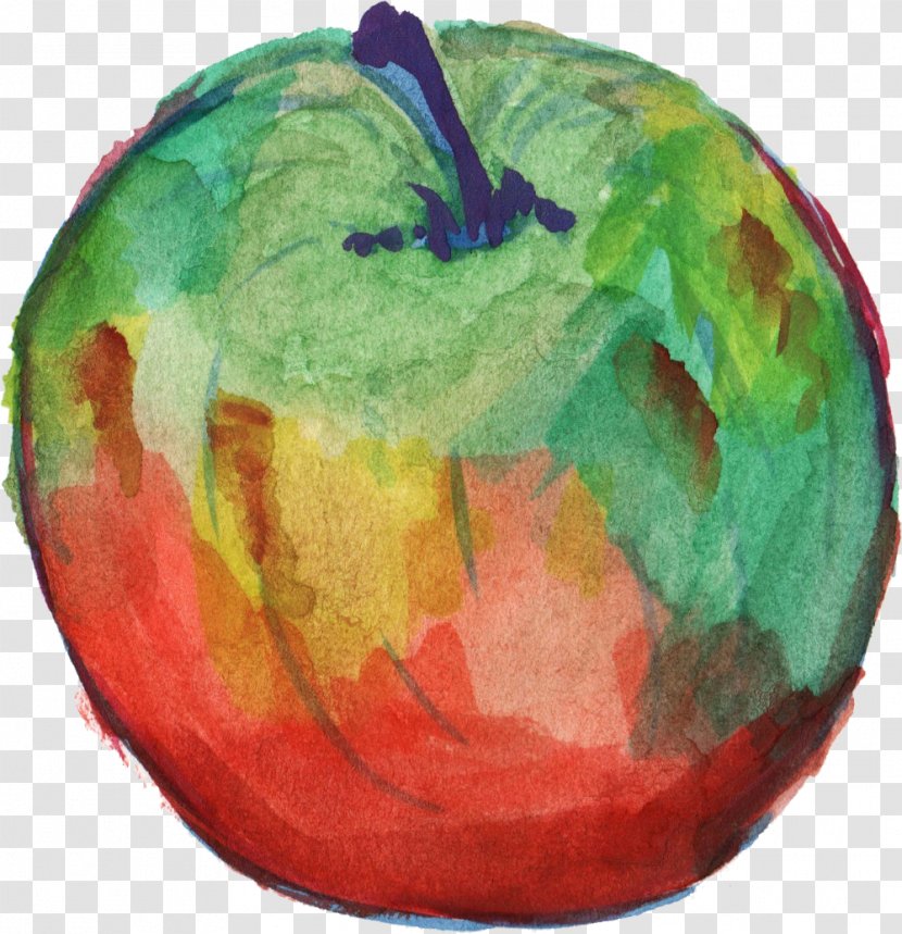 Apple Watercolor Painting Transparent - Fruit - Leaves Transparent PNG
