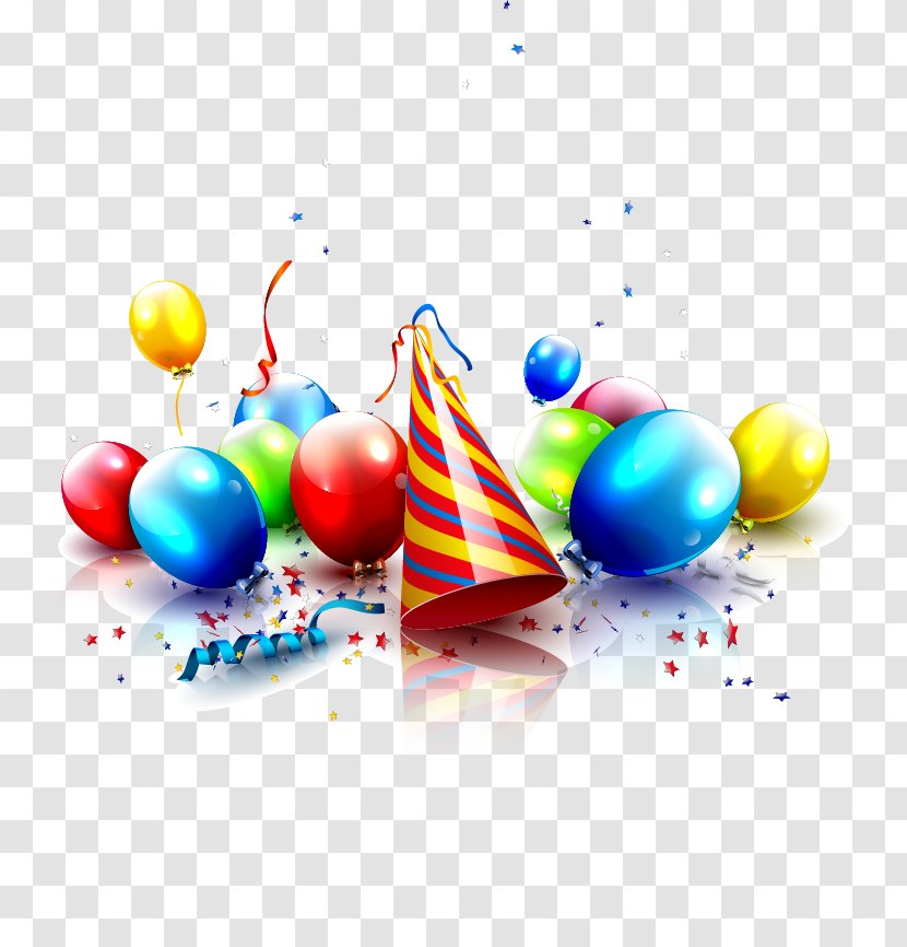 Balloon And Birthday Hat Vector - Illustration Transparent PNG