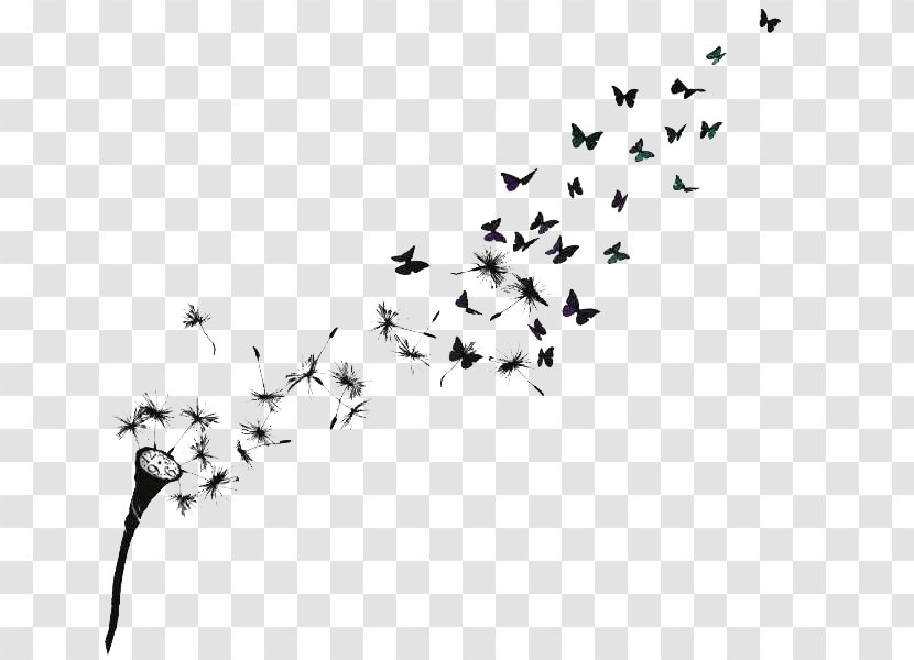 Butterfly Effect Common Dandelion Bird Tattoo - Flower Transparent PNG