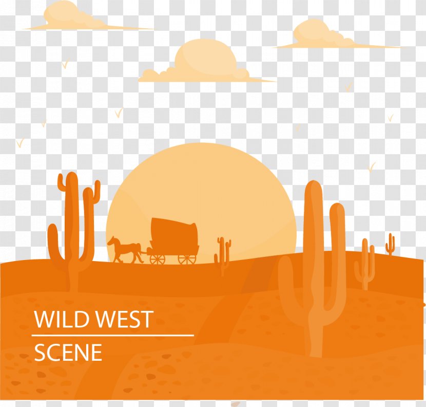 Sunset Dusk Download - Orange - Desert Scene At Under Transparent PNG