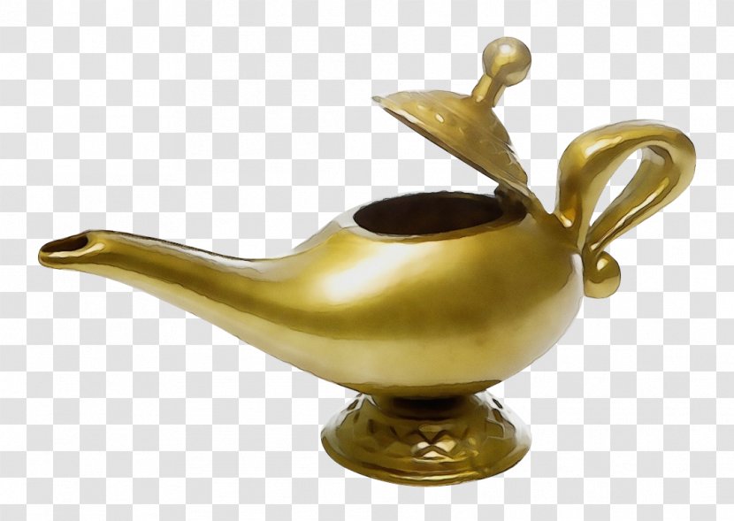 Genie Aladdin Oil Lamp Princess Jasmine Iago - Brass Transparent PNG
