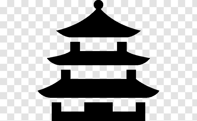 Chinese Pagoda Clip Art - Black And White - Temple Transparent PNG